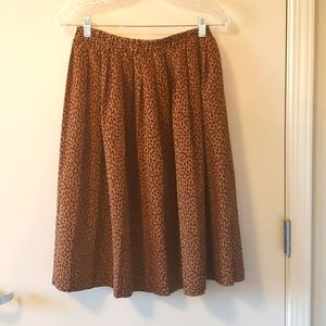 Leopard Print Pleated Midi Skirt